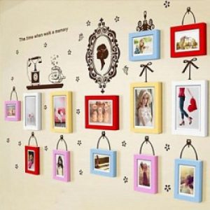 Ensemble de 13 cadres photos de style moderne en bois différentes couleurs avec décoration murale