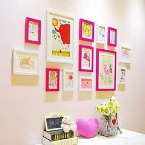 Ensemble de 13 cadres photos de style moderne en bois rouge et blanc