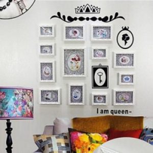 Ensemble de 13 cadres photos de style rustique en bois blanc avec décoration murale