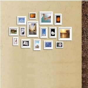 Ensemble de 15 cadres photos de style contemporain en bois blanc