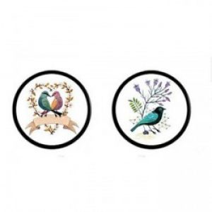 Ensemble de 2 cadres photos ronds de style rustique en bois noir