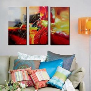 Ensemble de 3 décorations murales abstraites de style moderne peintes à main