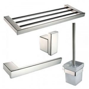 Ensemble de 4 accessoires de salle de bain classique en inox poli miroir 62 x 23 x 20 cm