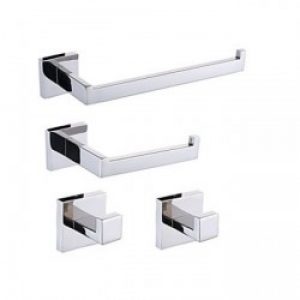 Ensemble de 4 accessoires de salle de bain en inox poli miroir