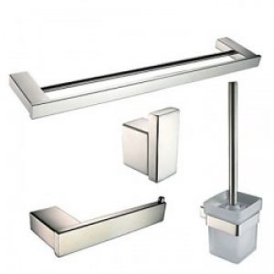 Ensemble de 4 accessoires de salle de bain en inox poli miroir 63 x 20 x 15 cm