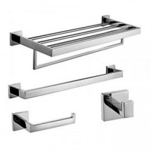 Ensemble de 4 pièces d&rsquo;accessoire de salle de bain en inox