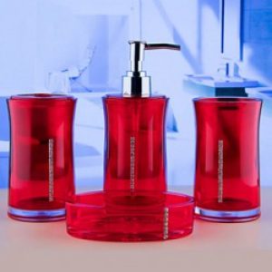 Ensemble de 5 accessoires pour produits de salle de bains de style contemporain en fibre acrylique continental