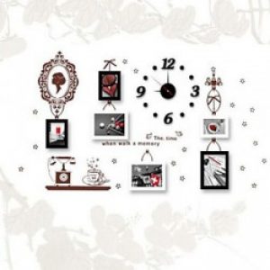 Ensemble de 6 cadres photos de style contemporain en bois noir et blanc avec autocollant