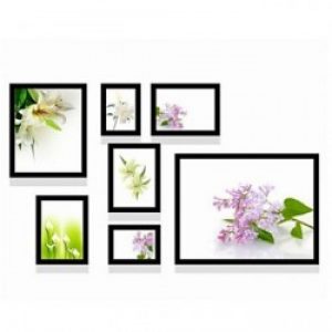 Ensemble de 7 cadres photos de style contemporain en bois noir