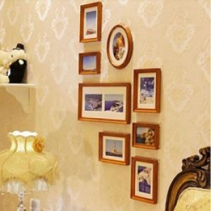 Ensemble de 8 cadres photos de style moderne en bois marron