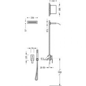 Ensemble de douche 2 voies cascade TRES SLIM