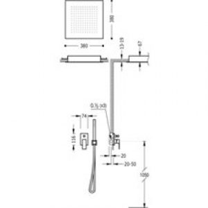 Ensemble de douche plafond 2 voies CUADRO-TRES