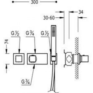Ensemble de douche thermostatique 2 voies TRES R