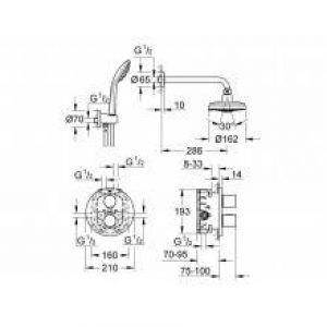 Ensemble de douche thermostatique à 4 jets…