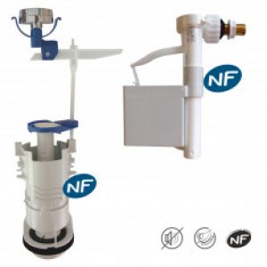 Ensemble NF mécanisme universel SIMPLEX simple débit et robinet flotteur REGIPLAST