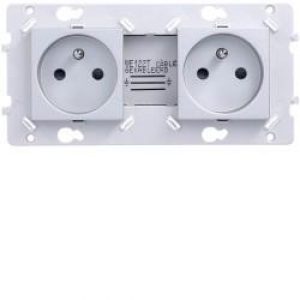ess. Prise double 2P+T Titane HAGER WE122T