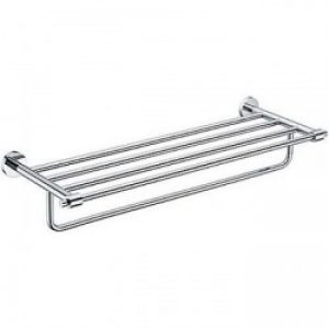 Etagère avec porte-serviettes en laiton massif chromé pour salles de bain