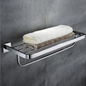 Etagère contemporain avec porte-serviettes en inox poli miroir