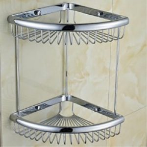 Etagère contemporaine à double couche en laiton chromé