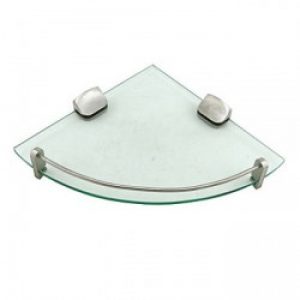 Etagère de coin triangulaire en verre et inox