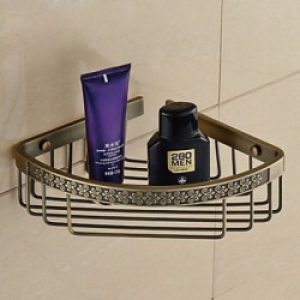 Etagère de salle de bain orné en laiton cuivre huilé