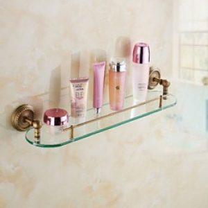 Etagère de type antique en laiton pour salles de bain avec fixation murale