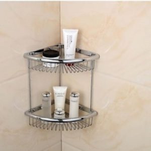 Etagère à double couche en laiton chromé