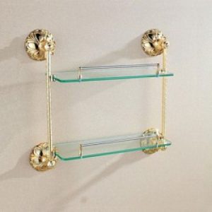 Etagère à double couche en verre et ti-pvd