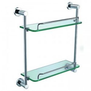 Etagère double en verre avec rail