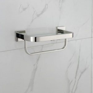 Etagère et sèche-serviettes contemporain en inox poli miroir