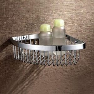 Etagère moderne en forme d&rsquo;angle droit en laiton chromé avec fixation murale