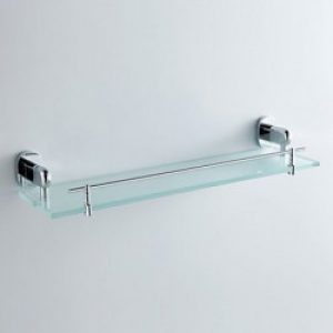 Etagère murale de style contemporain en verre et laiton argenté