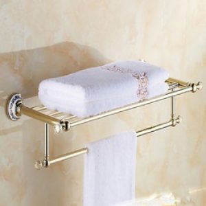 Etagère néoclassique en laiton , cristal et céramique