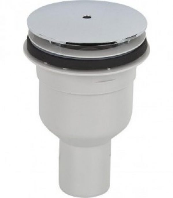 Evacuation 823/90S, sortie verticale, chrome, plaque de recouvrement