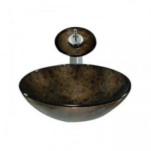 Evier avec robinet cascade en verre trempé gris foncé