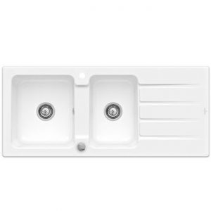 Evier céramique blanc Villeroy & Boch ARCHITECTURA 2 bacs 1 égouttoir