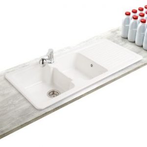 Evier céramique blanc Villeroy & Boch CONDOR 2 bacs 1 égouttoir