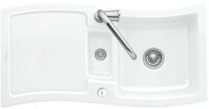 Evier céramique blanc Villeroy & Boch NEW WAVE 1 bac 1/2 – 1 égouttoir