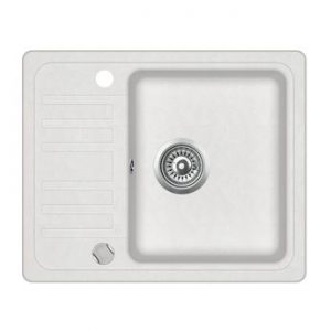 Evier granit blanc Aquasanita NOTUS 1 bac – 1 petit égouttoir