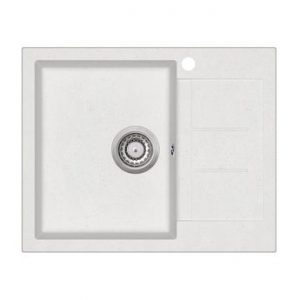 Evier granit blanc Aquasanita TESIS 1 bac – 1 petit égouttoir