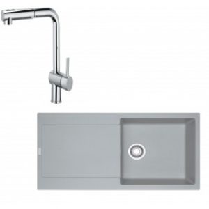 Evier Granit Mitigeur Rubis -1 cuve et 1 égouttoir -Platine