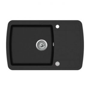 Evier granit noir Aquasanita LIRA 1 bac – 1 petit égouttoir