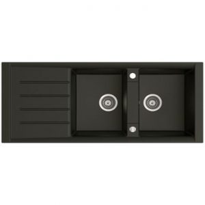 Evier granit noir Kümbad SAUL 2 bacs 1 égouttoir