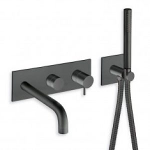 Façade bain/douche mitigeur mural 2 sorties TRIVERDE Blackmat – Cristina Ondyna TV10813