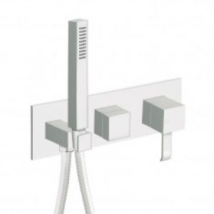 Façade bain/douche ou douche mitigeur mural 2 sorties QUADRI Whitemat – Cristina Ondyna QM60824