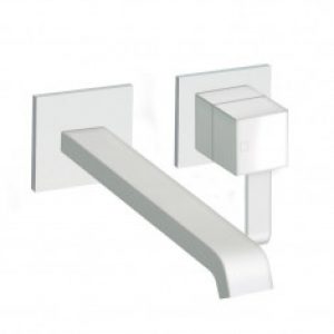 Façade lavabo mitigeur mural bec long QUADRI Whitemat – Cristina Ondyna QM27924