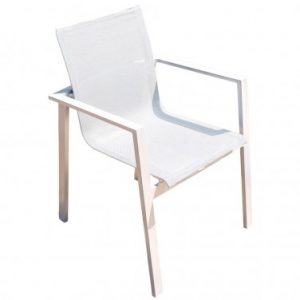 Fauteuil empilable DCB GARDEN MYKONOS en aluminium et textilène – BLANC