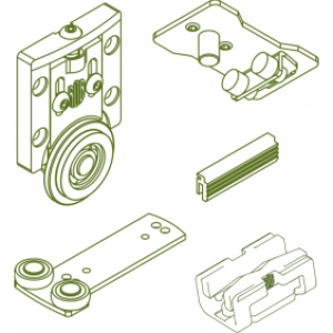 Ferrures pour 2 portes coulissantes Symfo + accessoires de guidage
