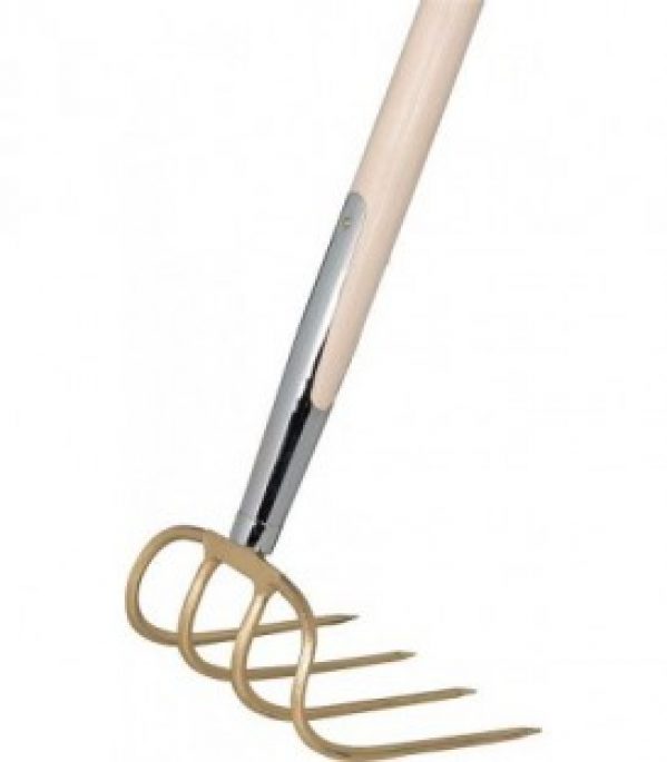 Fourche IDEAL 4 dents, 180 mm, embout rail Manche long en frene, 1350 mm