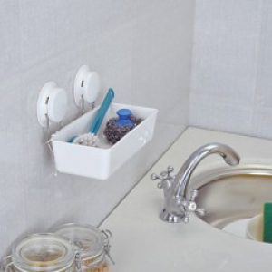Gadget de salle de bain en inox avec fixation murale en ventouses